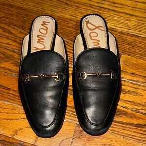 Sam Edelman Black Slip-On Loafers with Gold Detail